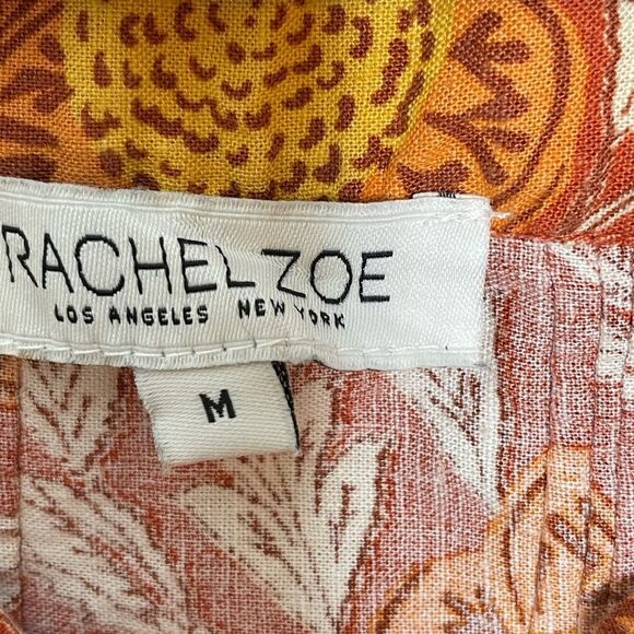 Rachel Zoe Orange Floral Peasant Top M - Picture 7 of 9